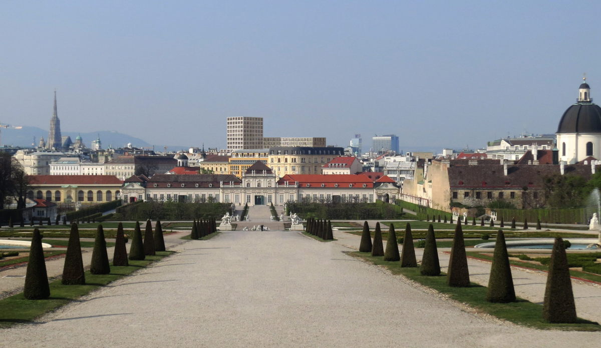 Heumarkt-Hochhausprojekt, Blick vom Oberen Belvedere, Wien