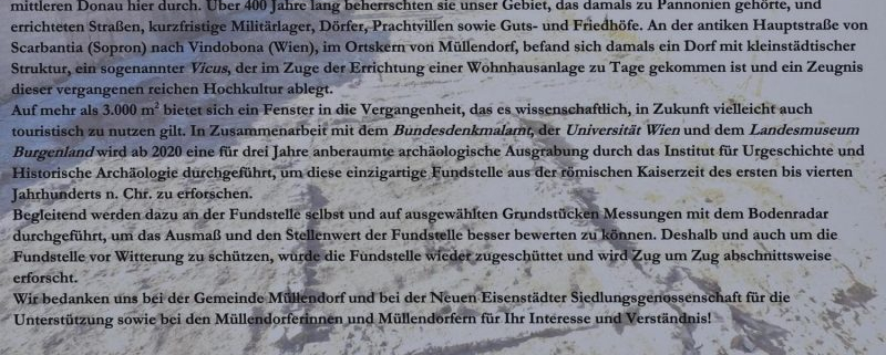 Schautafel zum römischen Vicus in Müllendorf - Hauptstraße 39